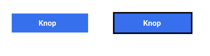 Een blauwe knop die bij focus een zwarte rand krijgt.